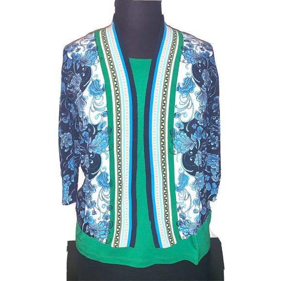 Chico’s 1 beautiful multi colored Cardigan - Tank Two Piece set New MSRP $138 - Picture 2 of 11